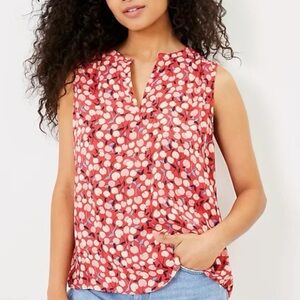 LOFT Cherry Split Necked Sleeveless Blouse